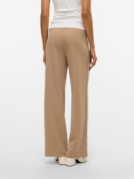 VERO MODA Wide Leg Panel Detail Trousers in Tan