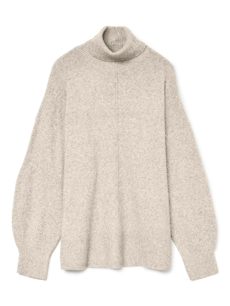 VERO MODA Knitted Roll Neck Jumper in Beige