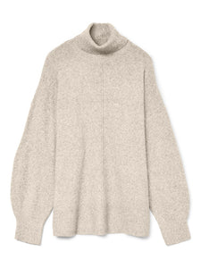 VERO MODA Knitted Roll Neck Jumper in Beige