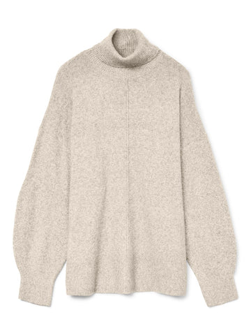 VERO MODA Knitted Roll Neck Jumper in Beige