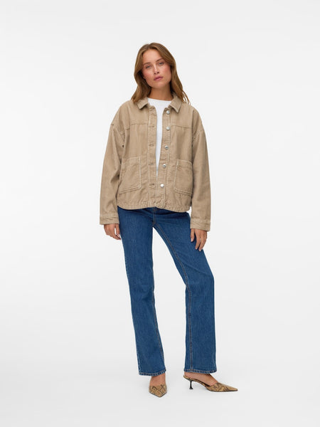 VERO MODA Corduroy Shacket in Tan