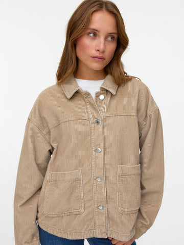 VERO MODA Corduroy Shacket in Tan