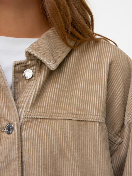 VERO MODA Corduroy Shacket in Tan