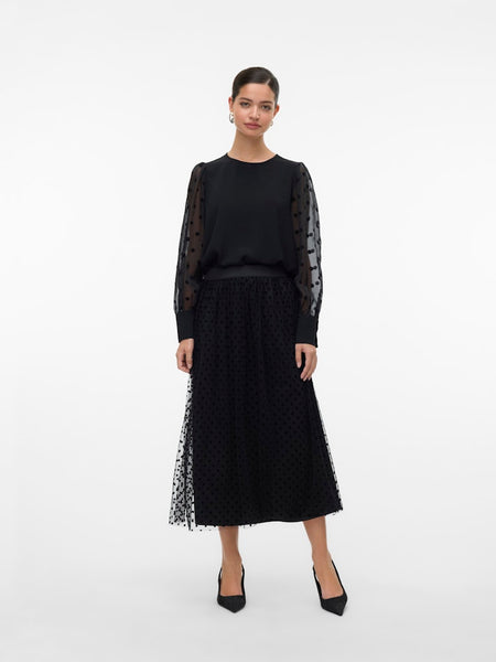 VERO MODA Polka-dot Sleeve Top in Black