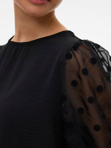 VERO MODA Polka-dot Sleeve Top in Black