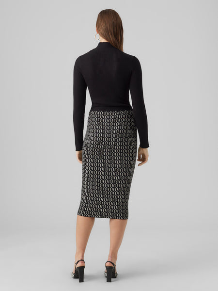 Vero Moda Ribbed Long Sleeve Zip Neck Top in Black