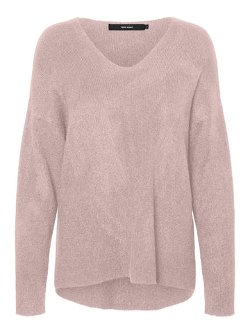 Vero Moda Knitted V-Neck Jumper in Pink