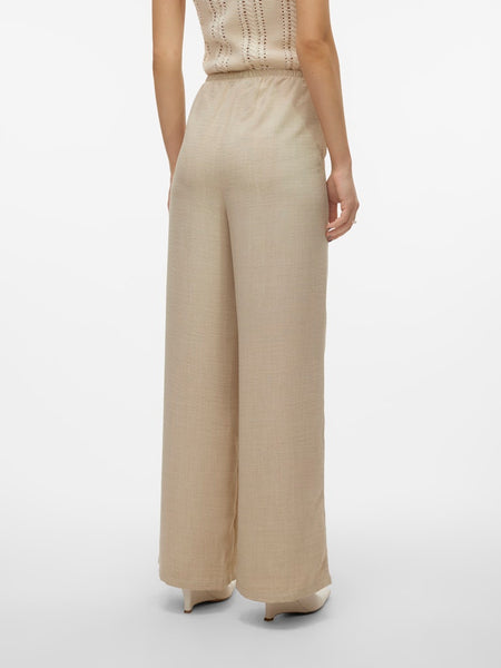 VERO MODA High Waist Loose Fit Trousers in Beige