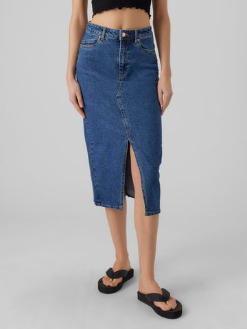 Vero Moda Denim Midi Skirt in Medium Blue