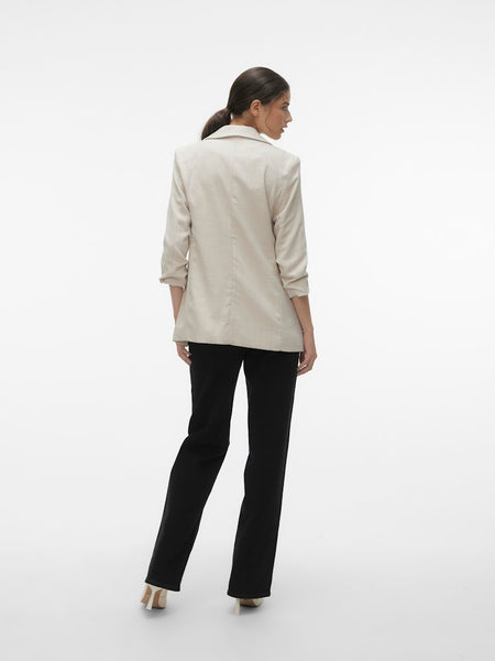 VERO MODA 3/4 Sleeve Textured Blazer in Beige