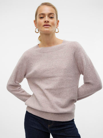 Vero Moda Knitted O-Neck Jumper in Pale Pink