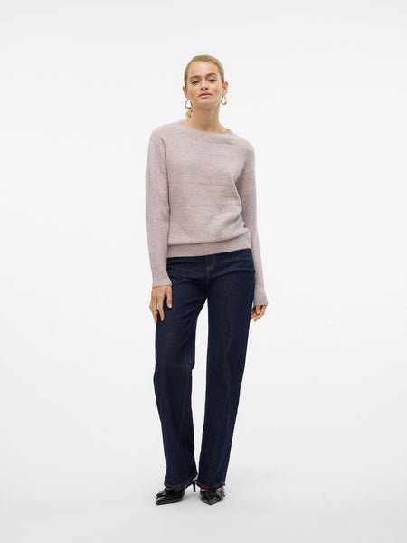 Vero Moda Knitted O-Neck Jumper in Pale Pink