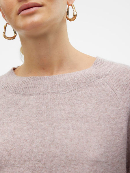 Vero Moda Knitted O-Neck Jumper in Pale Pink