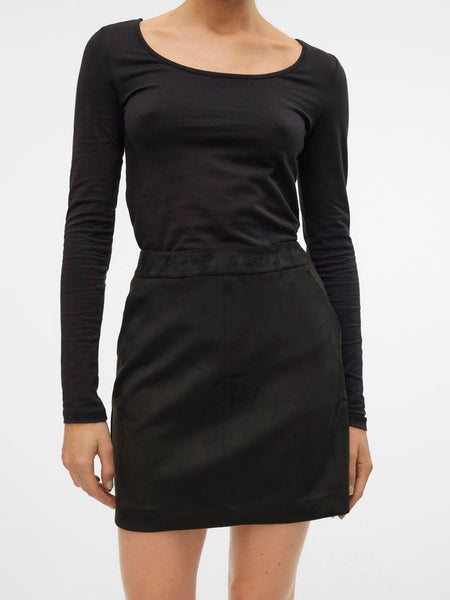 Vero Moda Faux Suede Short Skirt in Black