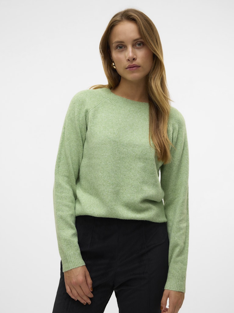 VERO MODA Knitted O-neck Jumper in Green
