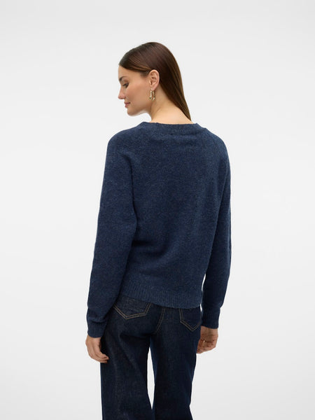 VERO MODA Knitted O-Neck Jumper in Navy