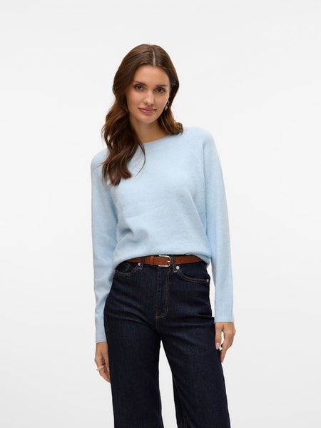 VERO MODA O-Neck Knit Jumper in Light Blue
