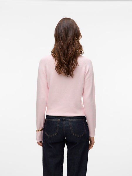 VERO MODA O-Neck Knit Jumper in Light Pink