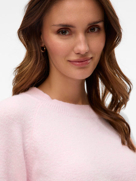 VERO MODA O-Neck Knit Jumper in Light Pink