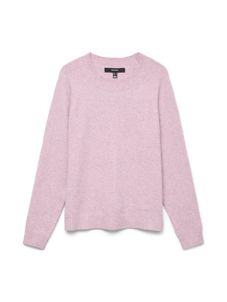 VERO MODA O-Neck Knit Jumper in Light Pink