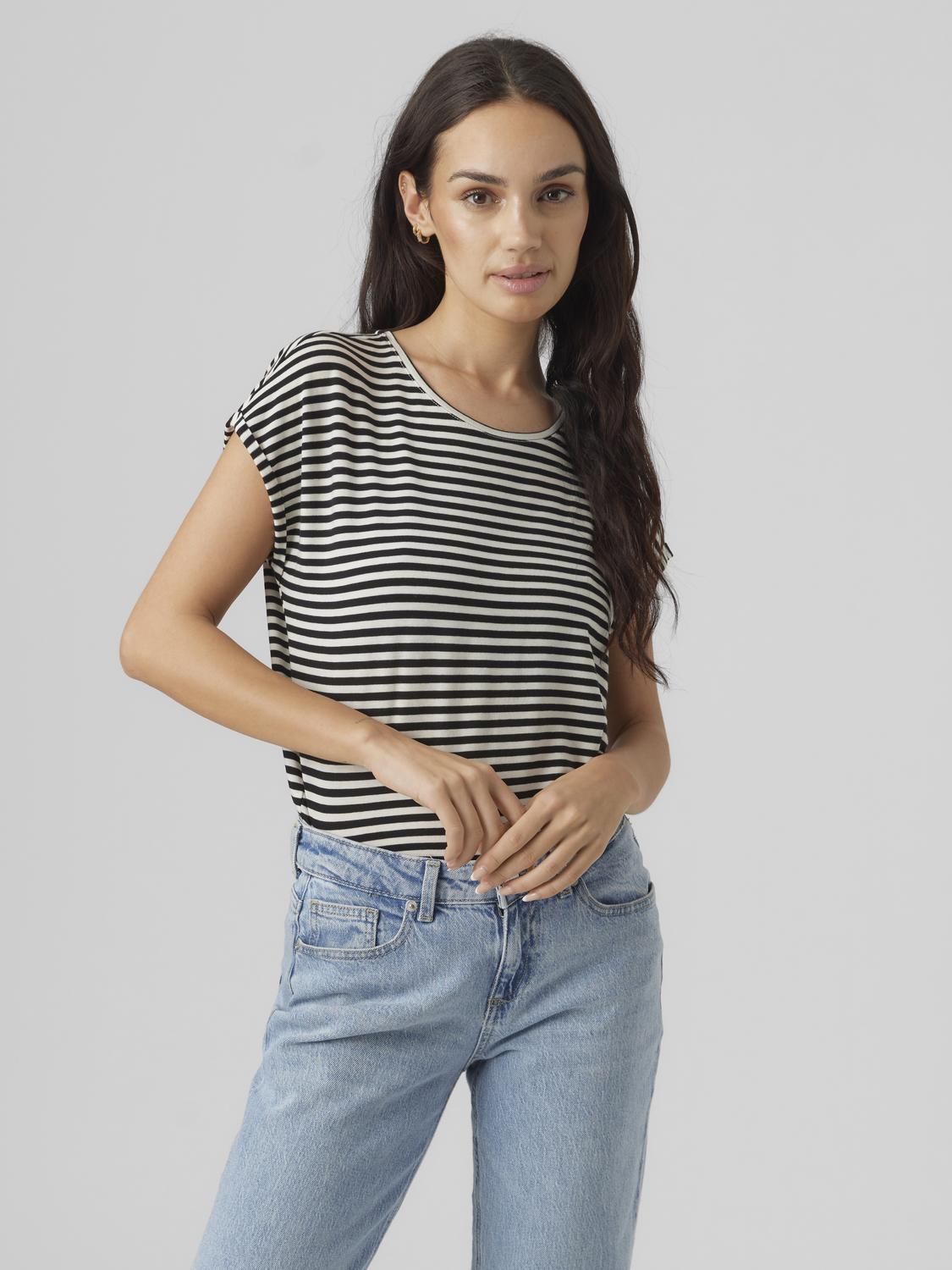 Vero Moda Striped T-Shirt in Black