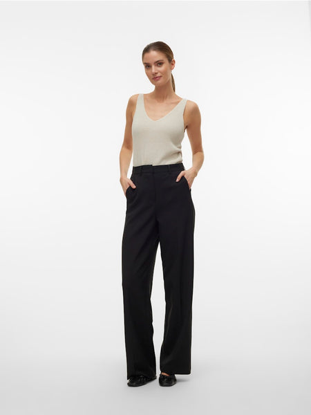 VERO MODA Sleeveless Lurex V-Neck Top in Cream