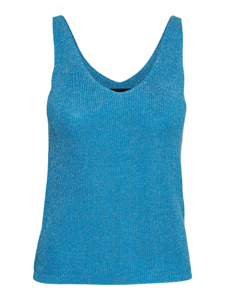 Vero Moda Knitted Lurex Tank Top in Blue