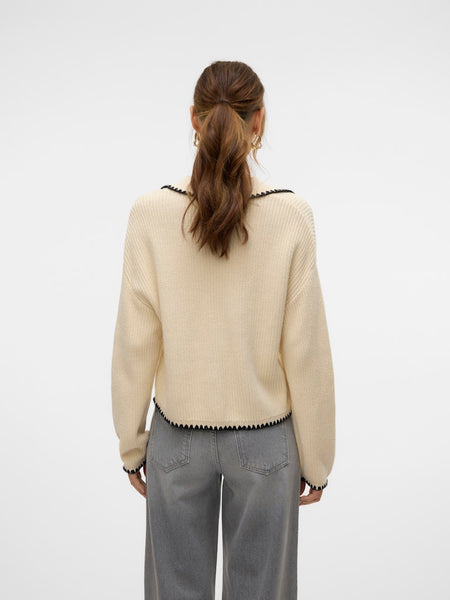 Vero Moda Polo Neck Cardigan in Cream