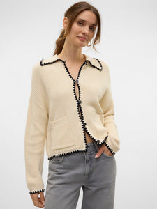 Vero Moda Polo Neck Cardigan in Cream