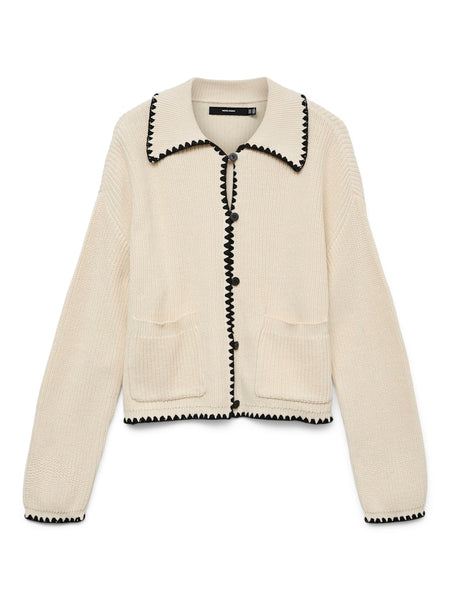 Vero Moda Polo Neck Cardigan in Cream