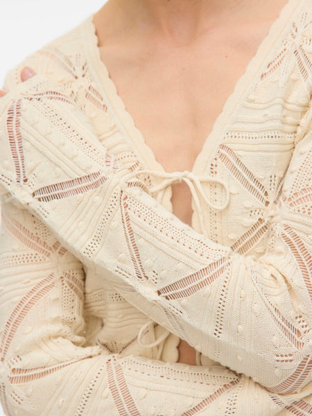VERO MODA Tie Front Knit Cardigan in Cream