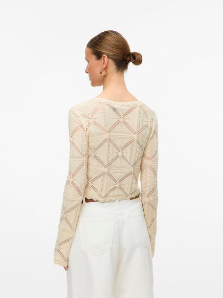 VERO MODA Tie Front Knit Cardigan in Cream