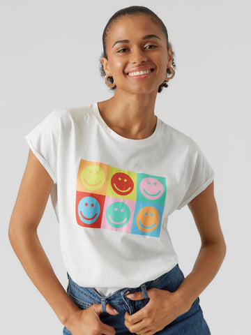 Vero Moda Printed Smile T-Shirt in White