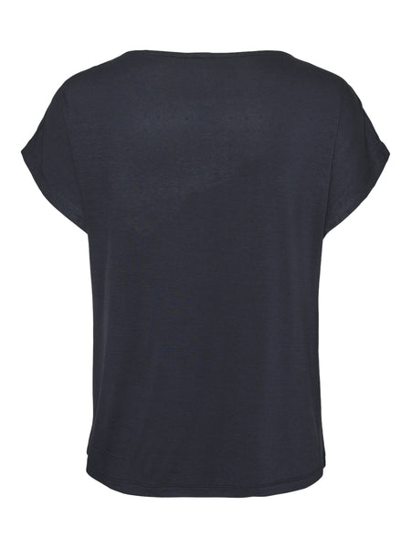 Vero Moda Satin Look Short Sleeve Top in Navy