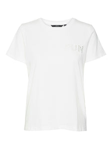 Vero Moda 'Fun' Embroidered T-Shirt in White