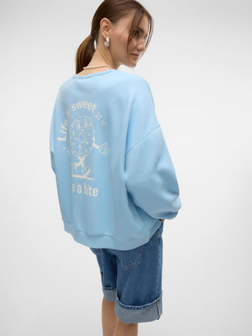 Vero Moda 'Life is sweet' Printed Sweatshirt in Blue