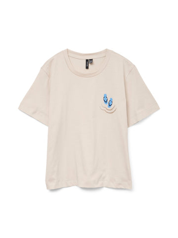 Vero Moda Flip Flop Detail T-Shirt in Beige