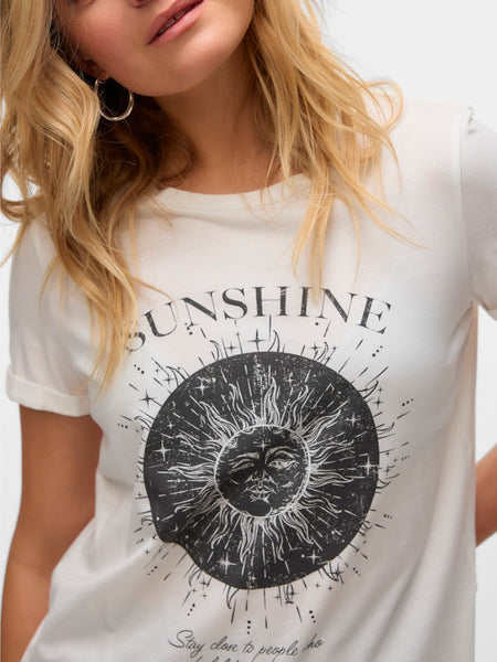 Vero Moda "Sunshine" Printed T-Shirt in White