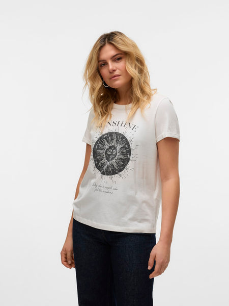 Vero Moda "Sunshine" Printed T-Shirt in White