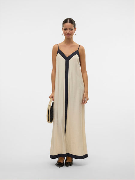VERO MODA Contrasting Edge Ankle Dress in Cream