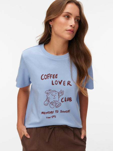 VERO MODA "Coffee Lover" T-Shirt in Blue
