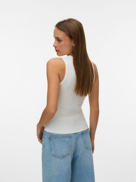 VERO MODA Embroidered Sunflower Tank Top in White