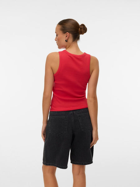 VERO MODA Embroidered Butterfly Tank Top in Red