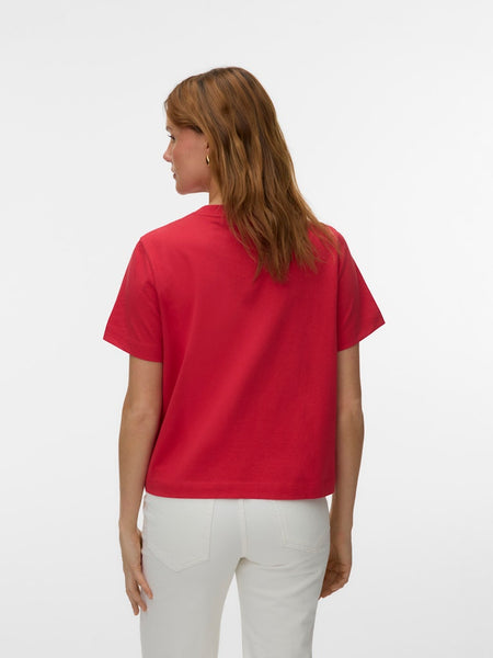 VERO MODA Embroidered Butterfly T-Shirt in Red