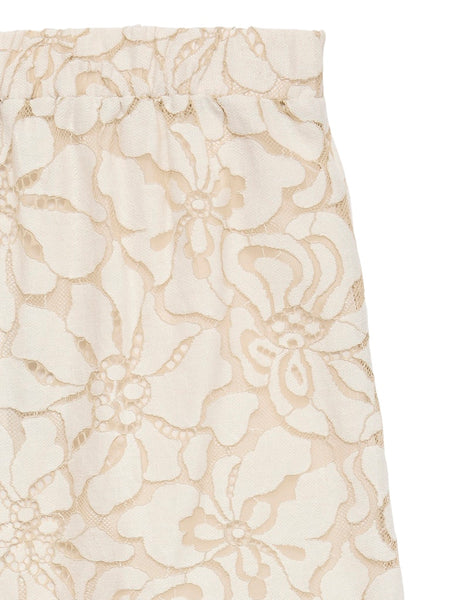 VERO MODA Floral Lace Shorts in Beige