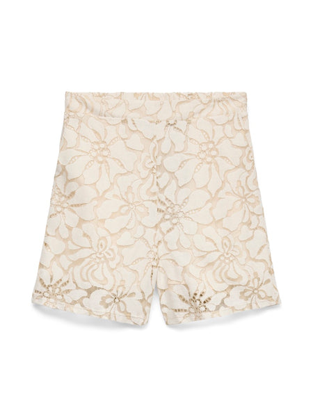 VERO MODA Floral Lace Shorts in Beige