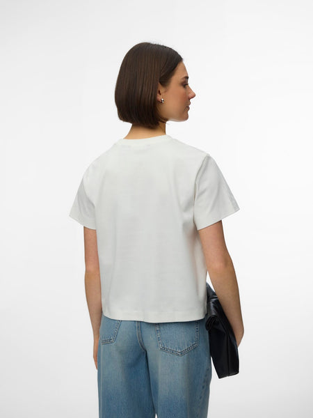 VERO MODA Boxy Embroidered Butterfly T-Shirt in White