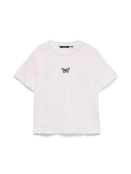 VERO MODA Boxy Embroidered Butterfly T-Shirt in White