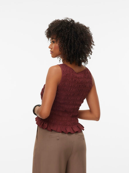VERO MODA Sleeveless Smock Top in Brown