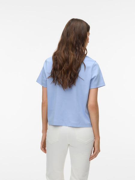 VERO MODA Embroidered Smile T-Shirt in Blue